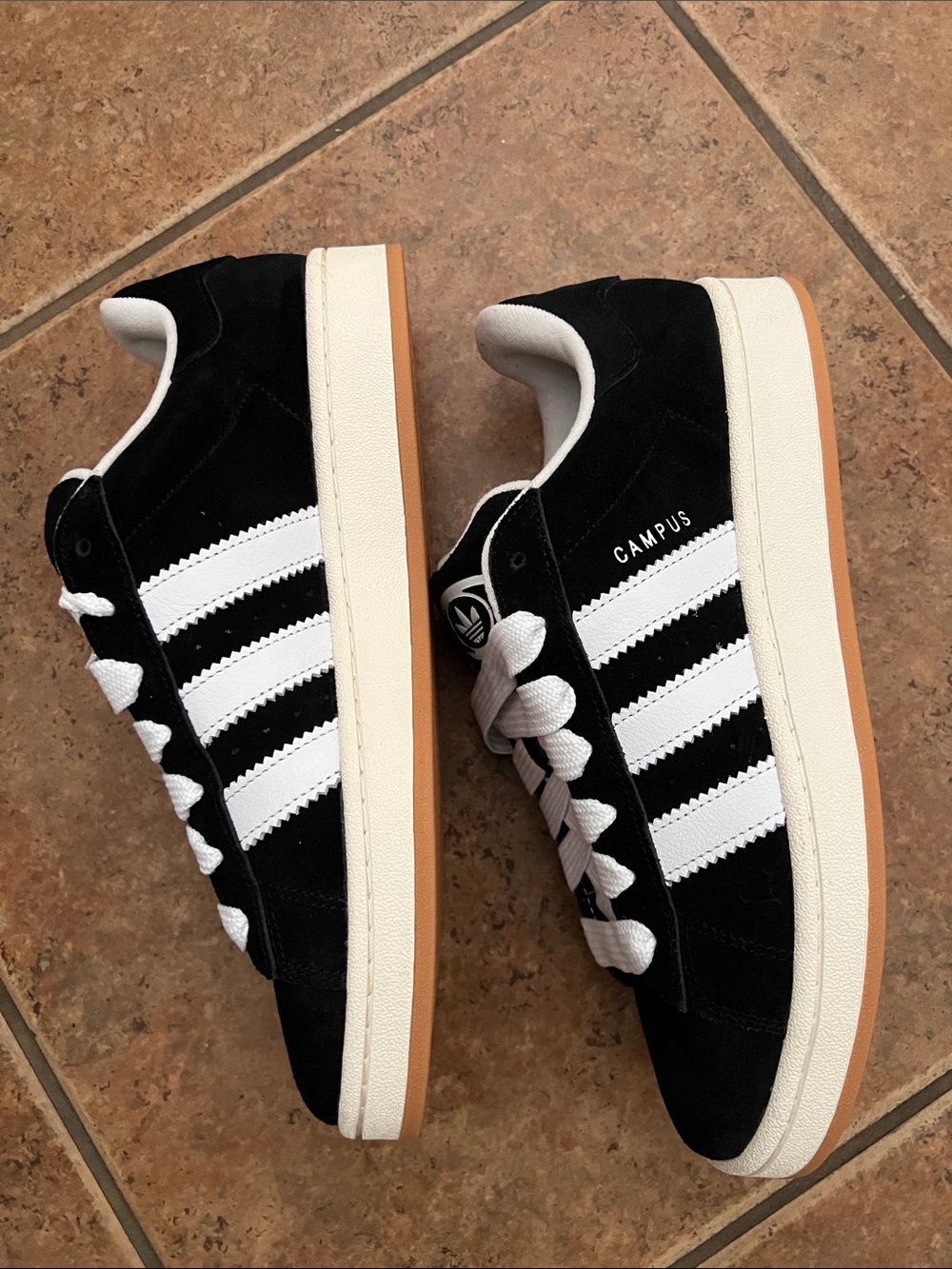 adidas Black & White Suede Campus Low-Top Sneakers with Classic Three-Stripes